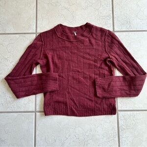 Free People Sweater Women S Red100% Cashmere Fuzzy Knit Crew Neck Pullover